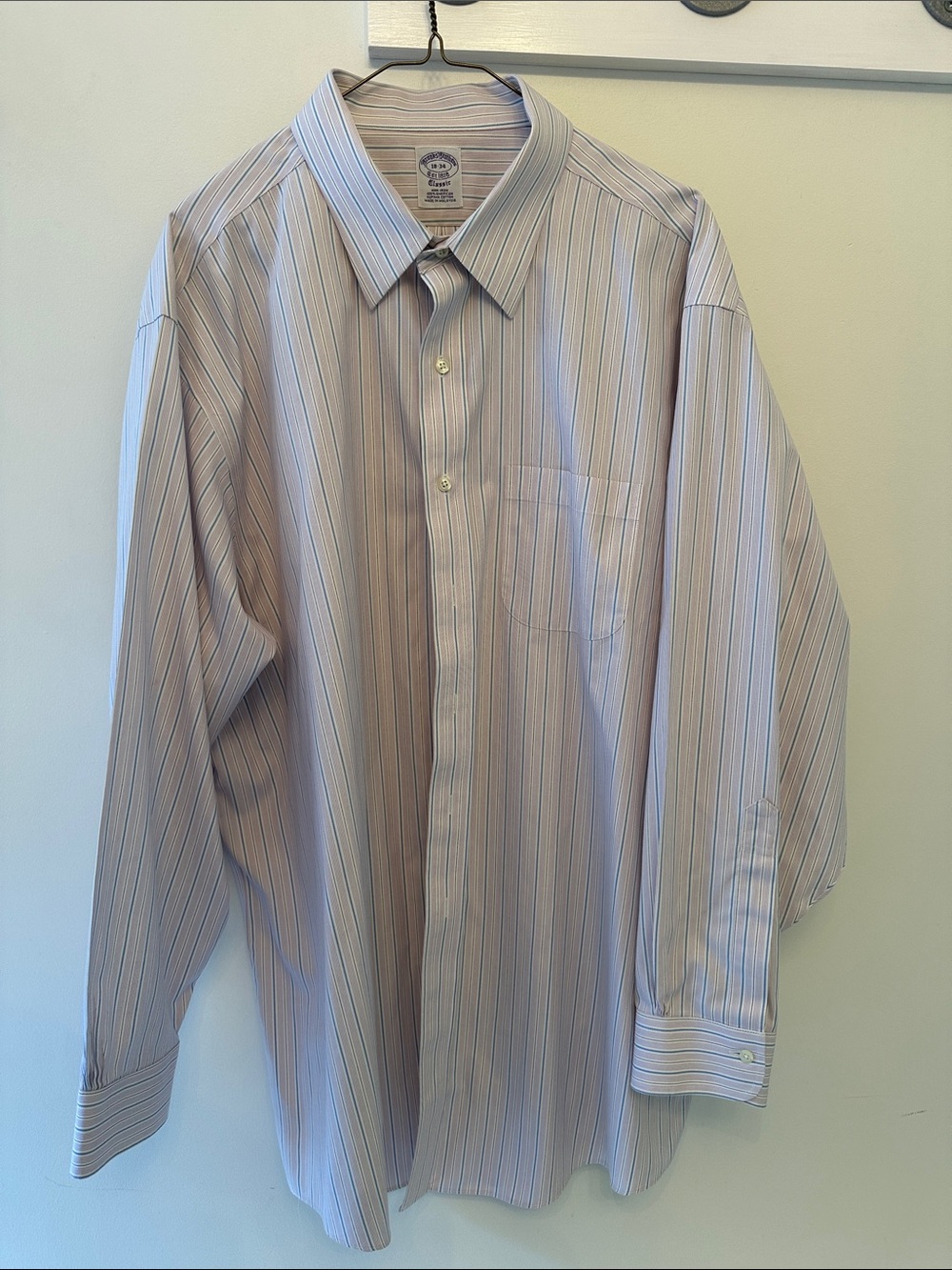 Brooks Brothers Classic Striped Dress Shirt in Blue, White & Pink